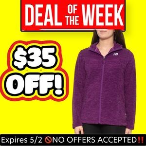 🔥🆕 New Balance Quilted Polar Fleece Hooded Jacket purple☔️